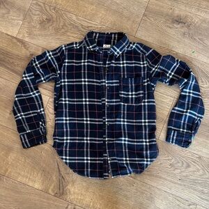 Hollister Navy and Red Plaid Button Down Shirt